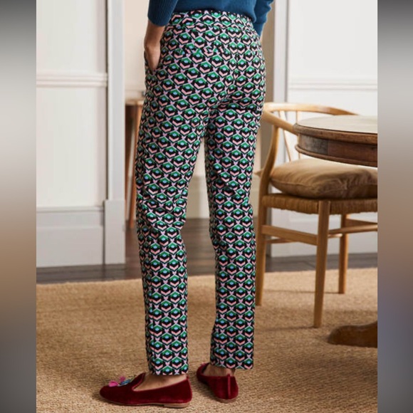 Boden Pants - Boden Richmond Geometric Print Trousers in Green Sz 8